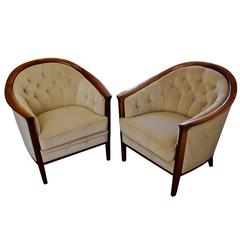 Pair of Swedish Wood Tub Chairs by Bertil Fridhagen, circa 1960