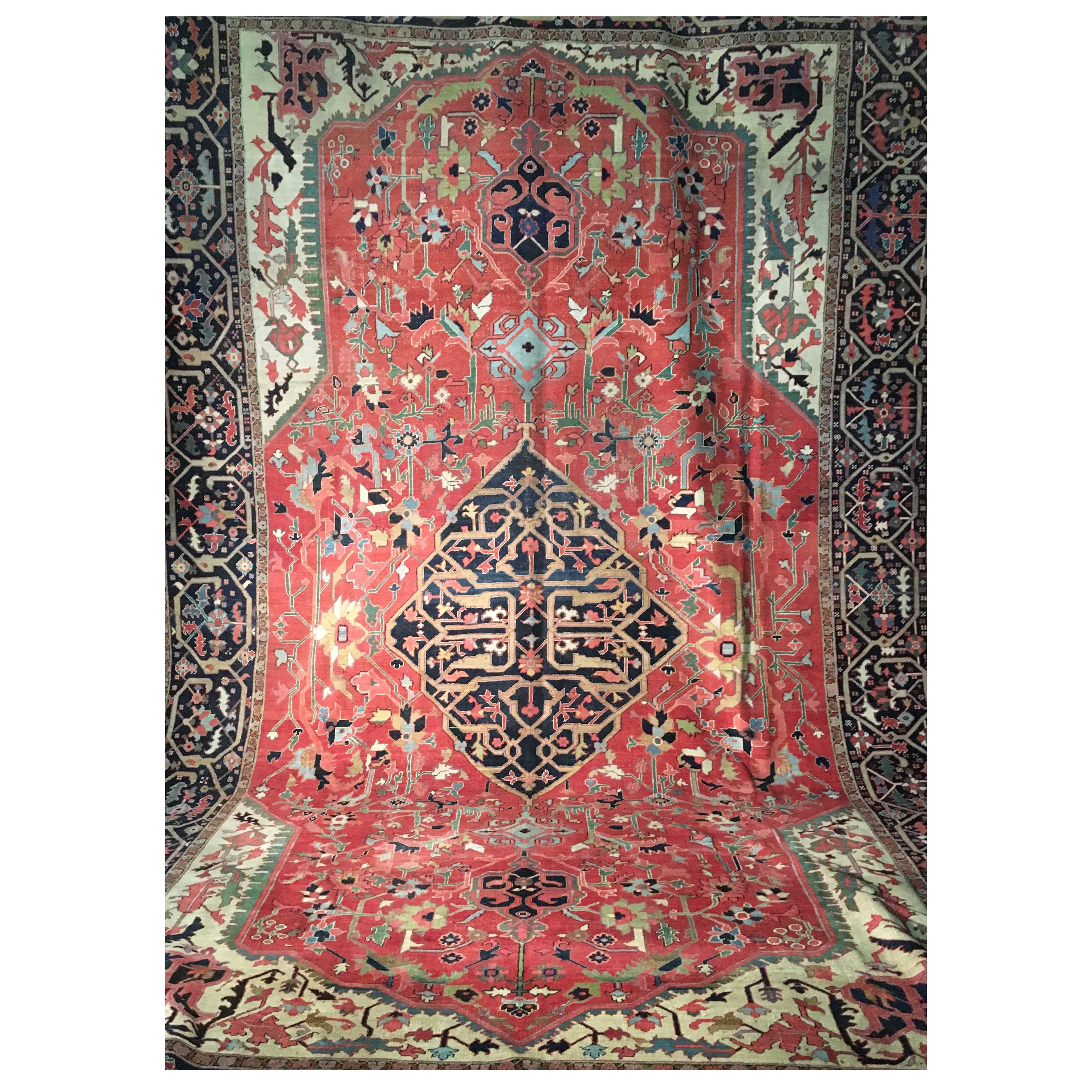 19th Century Heriz Serapi Rug from Iran