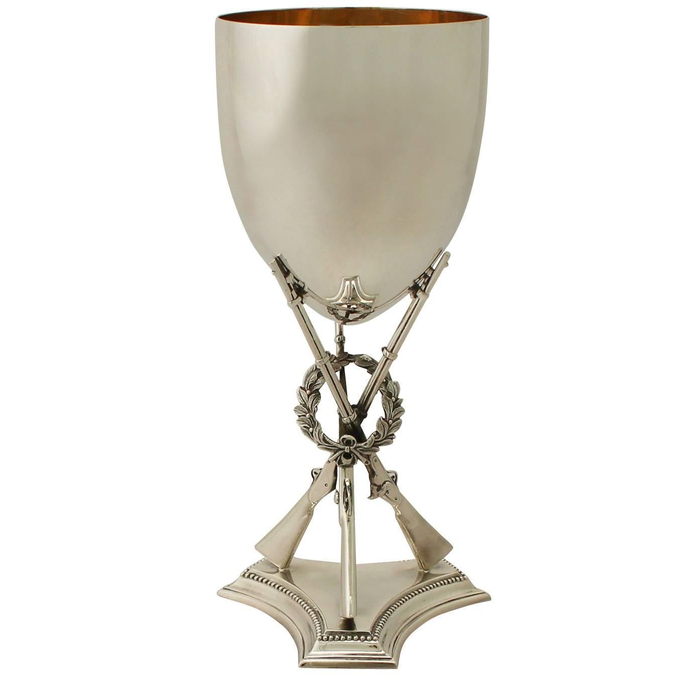 Antique Victorian Sterling Silver 'Rifle' Presentation Cup/Goblet