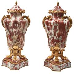 Pair of Large Louis XV Style Languedoc Marble Cassolettes, 19th Century 2