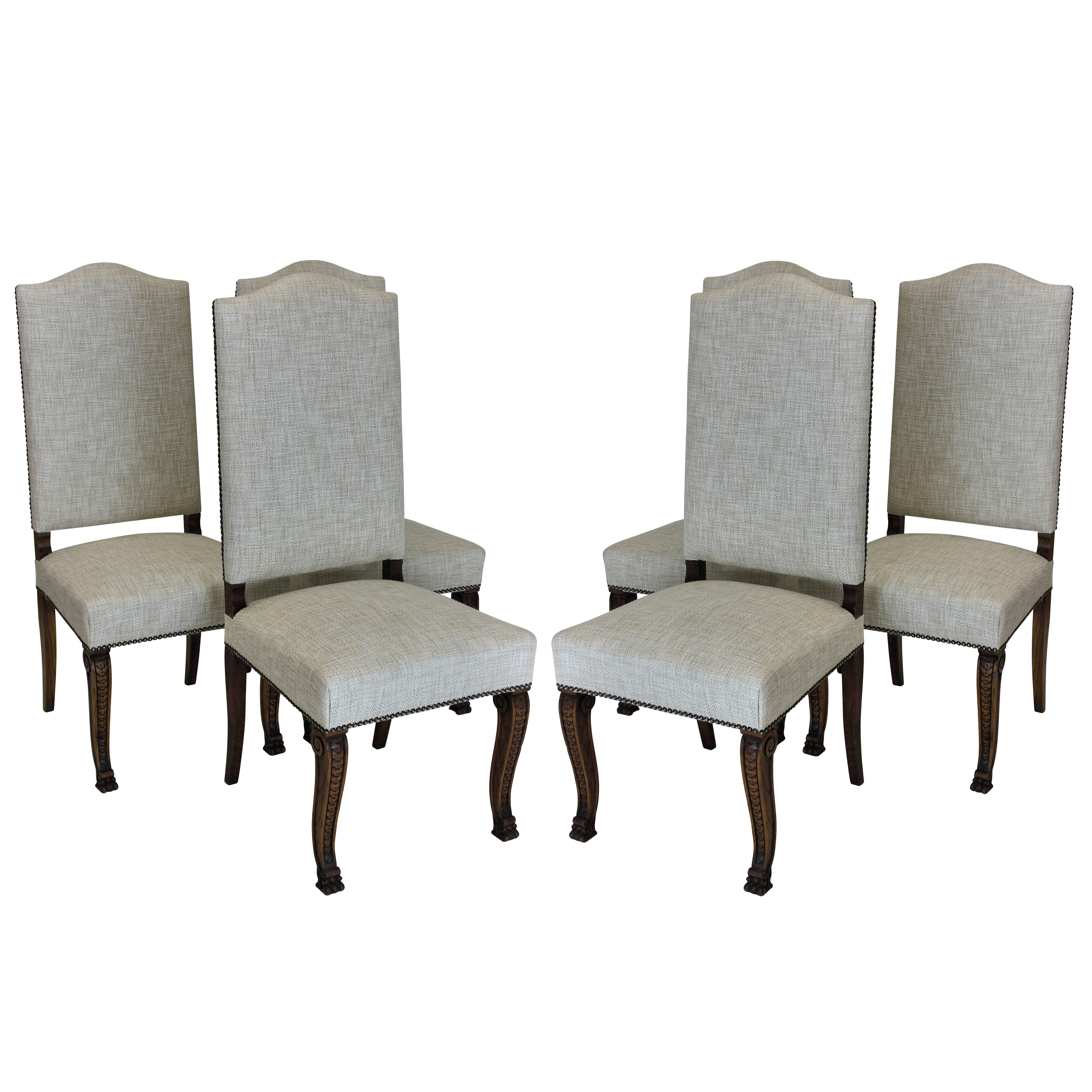 Six French High Back Dining Chairs 