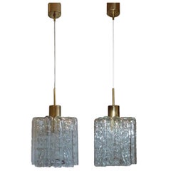 Pair of Doria Petit Organic Glass Tube Light Fixtures Pendants