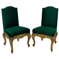 Antique Pair of Spanish Giltwood Side Chairs