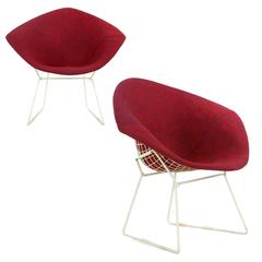 Pair of Harry Bertoia for Knoll Associates Diamond Armchairs in Original Fabric