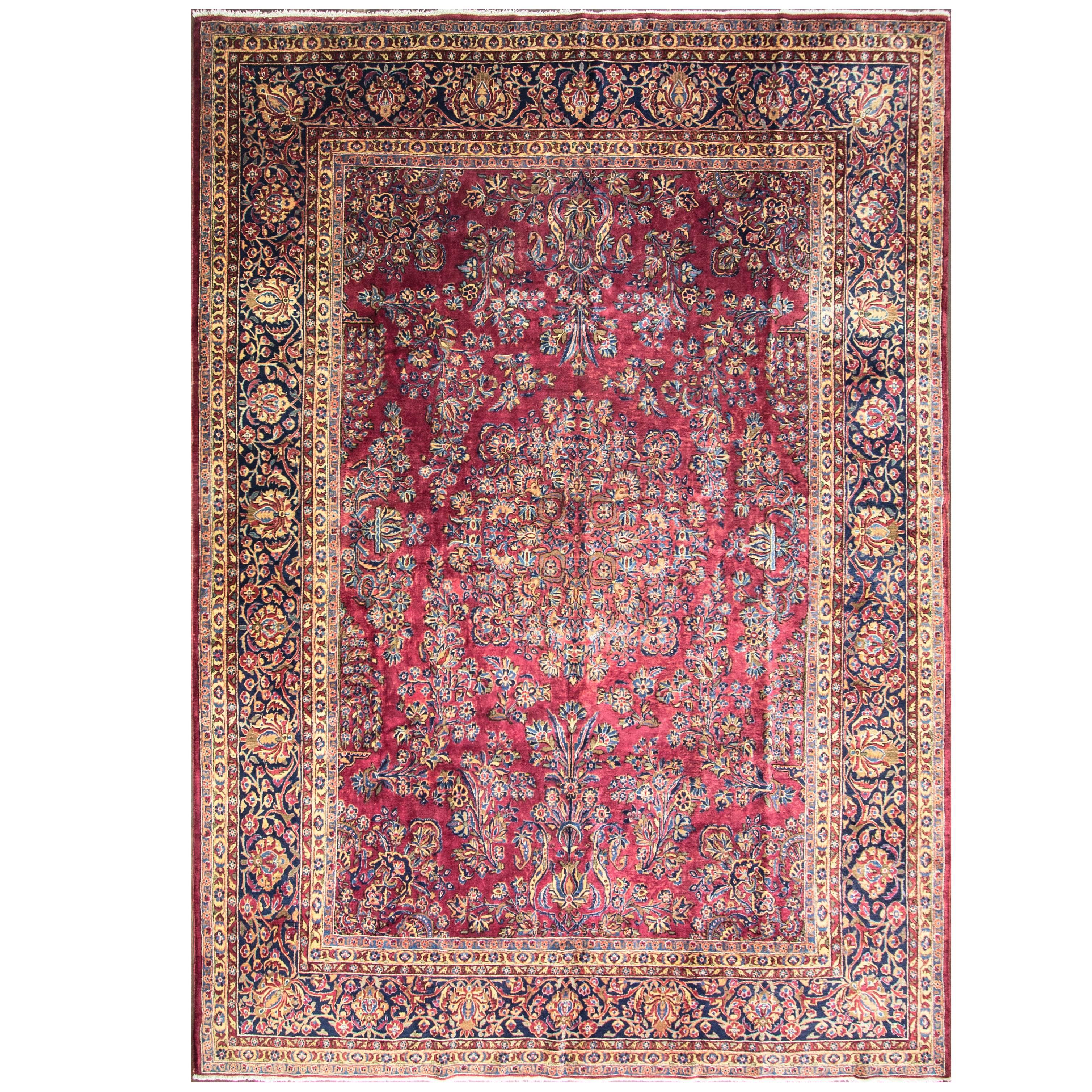 Antique Persian Manchester Kashan Carpet,  8'11" x 12'6". For Sale