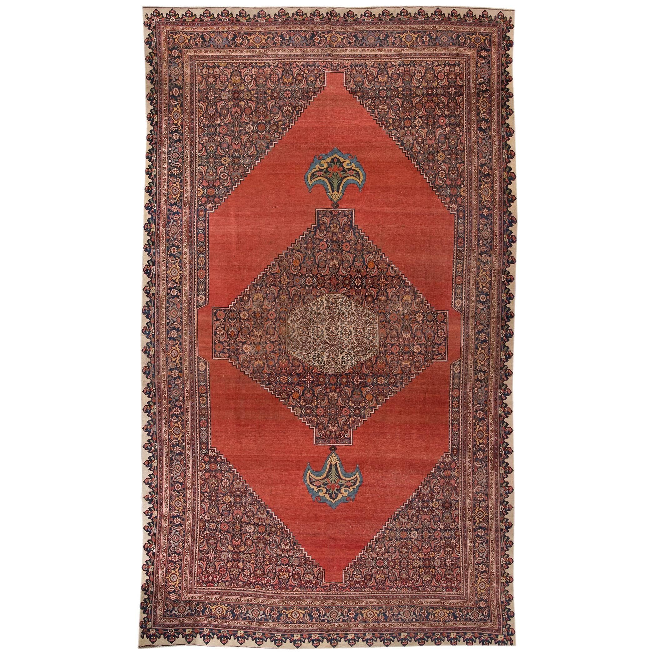 Antique Bakhtiary Red Handmade Wool Rug at 1stDibs