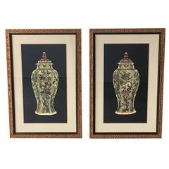 Ginger Jar Paintings in Gilt Frame, Pair