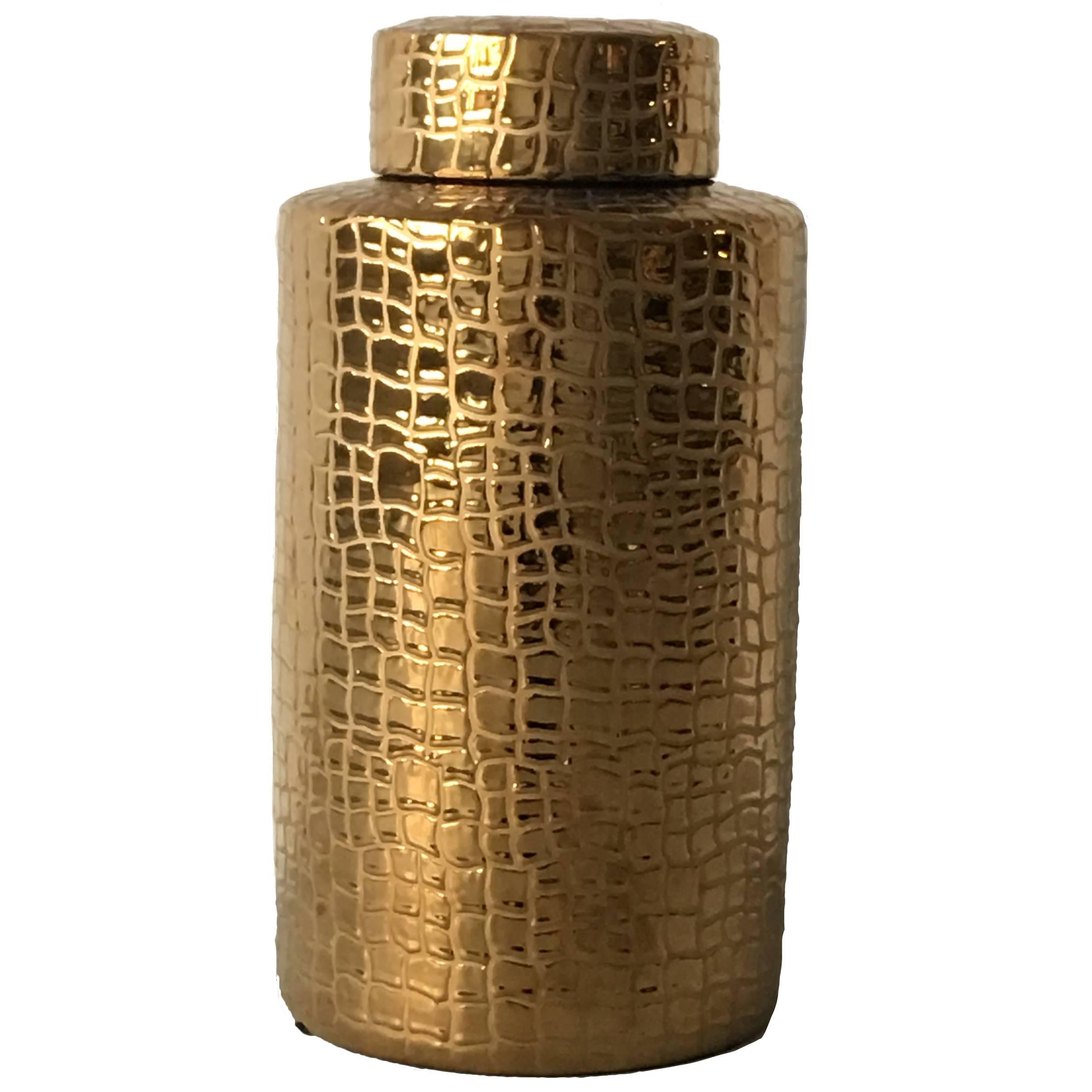 Gold Ginger Jar with Snake Skin Motif