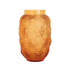 Vintage René Lalique "Davos" Amber Glass Vase