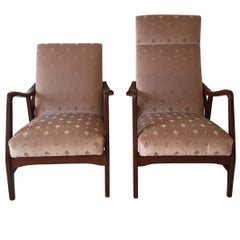 Pair of Massive Teak Organic Shaped Lounge Chairs by Topform, 1950s-1960s