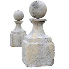 Important Pair of Square Stone Balusters, 18th Century