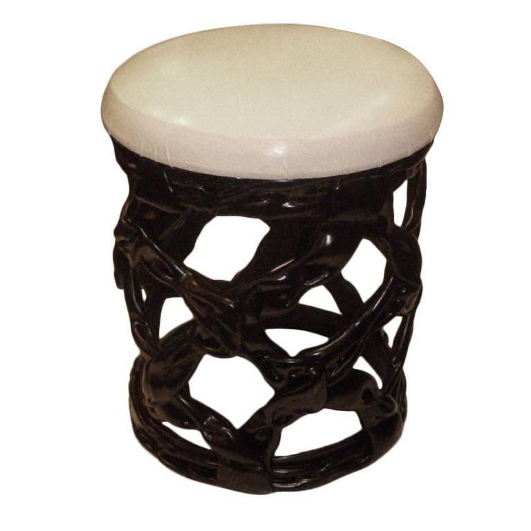 Chic Duquette Style Black Resin Ribbon Stool Seat