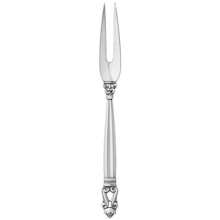 Acorn by Georg Jensen, Sterling Silver Meat Fork For Sale