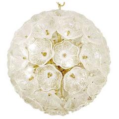 Murano Glass Flowers Chandelier in the Style of Venini