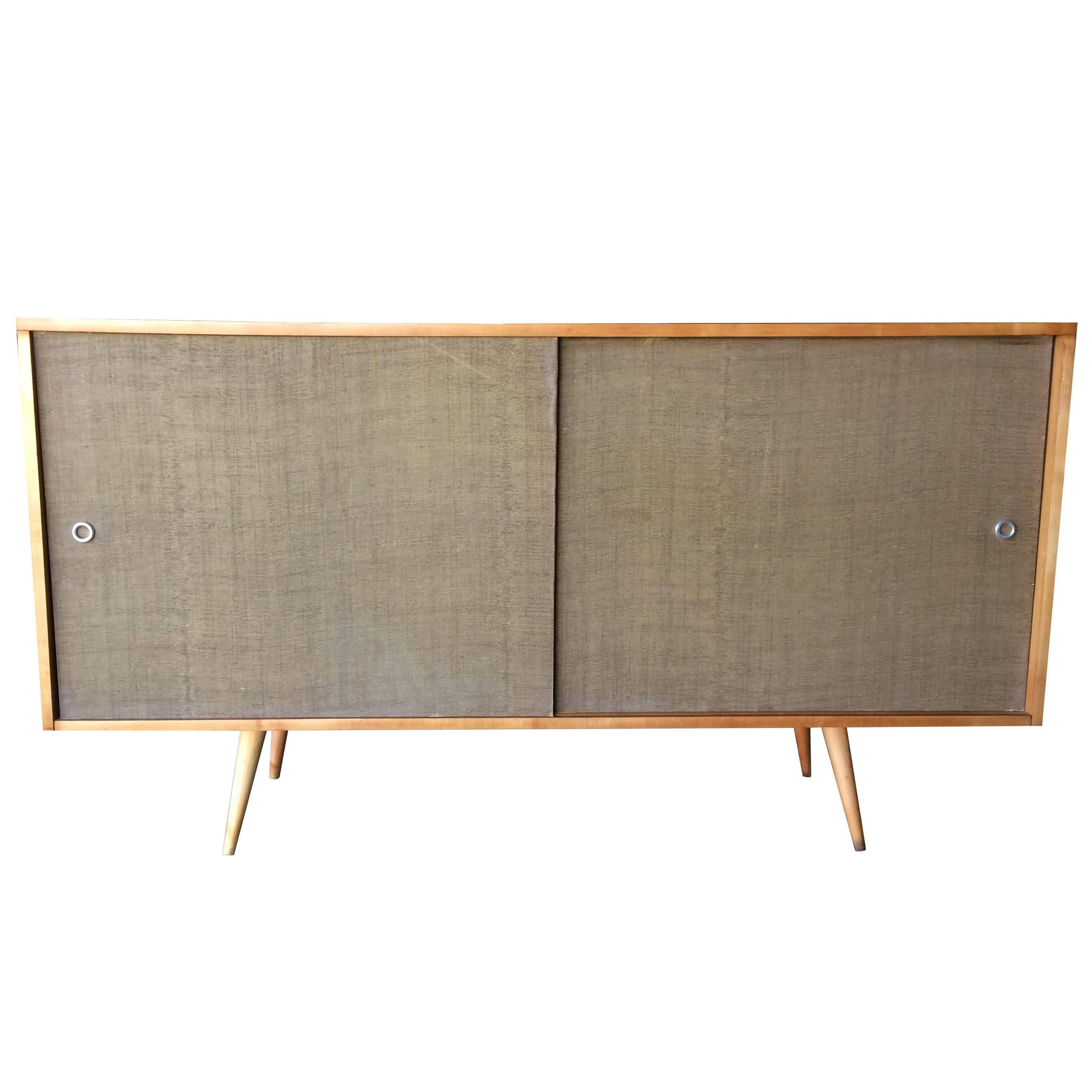 Paul McCobb Planner Group Maple and Grasscloth Credenza