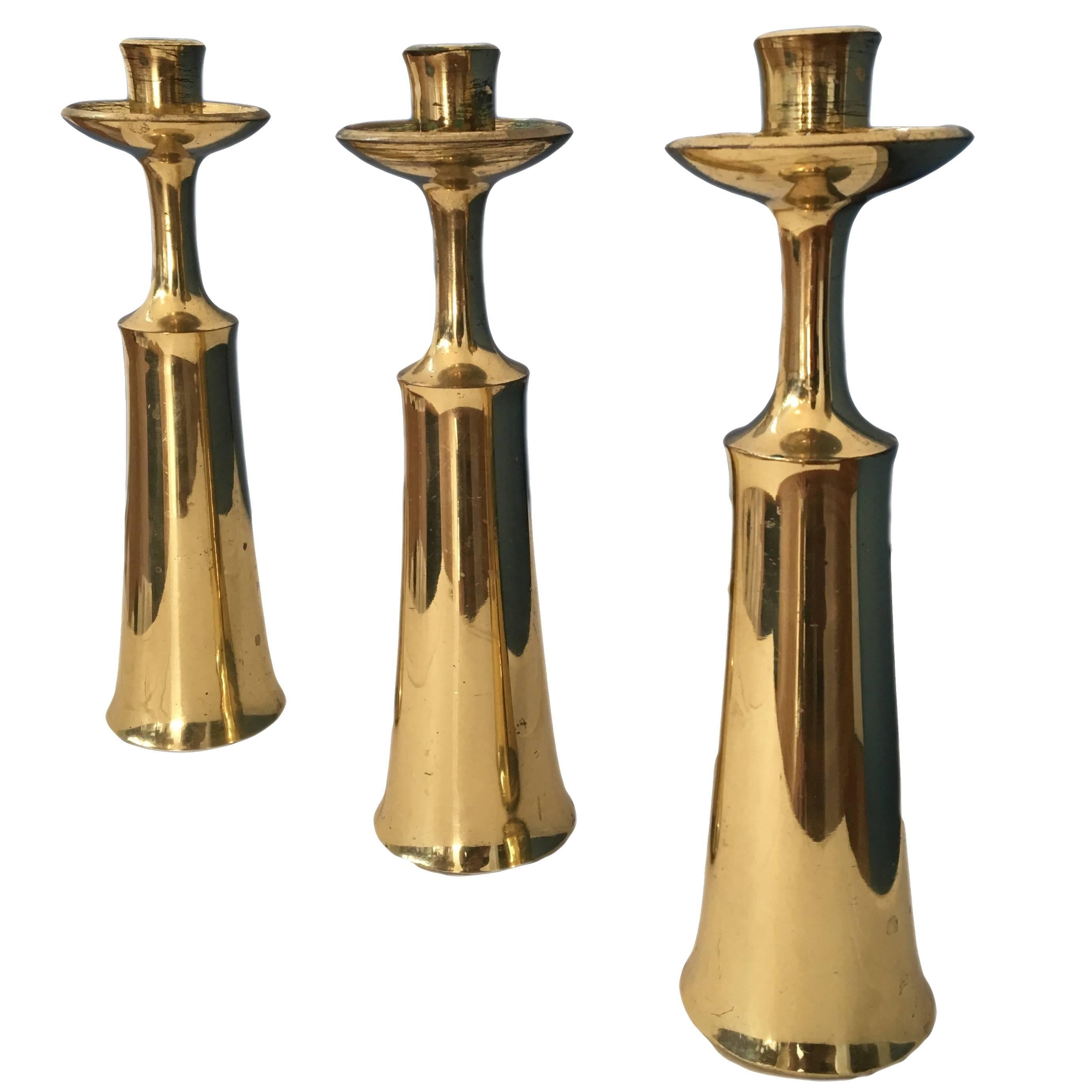 Brass Candleholders by Danish Designer Jens H. Quistgaard For Sale