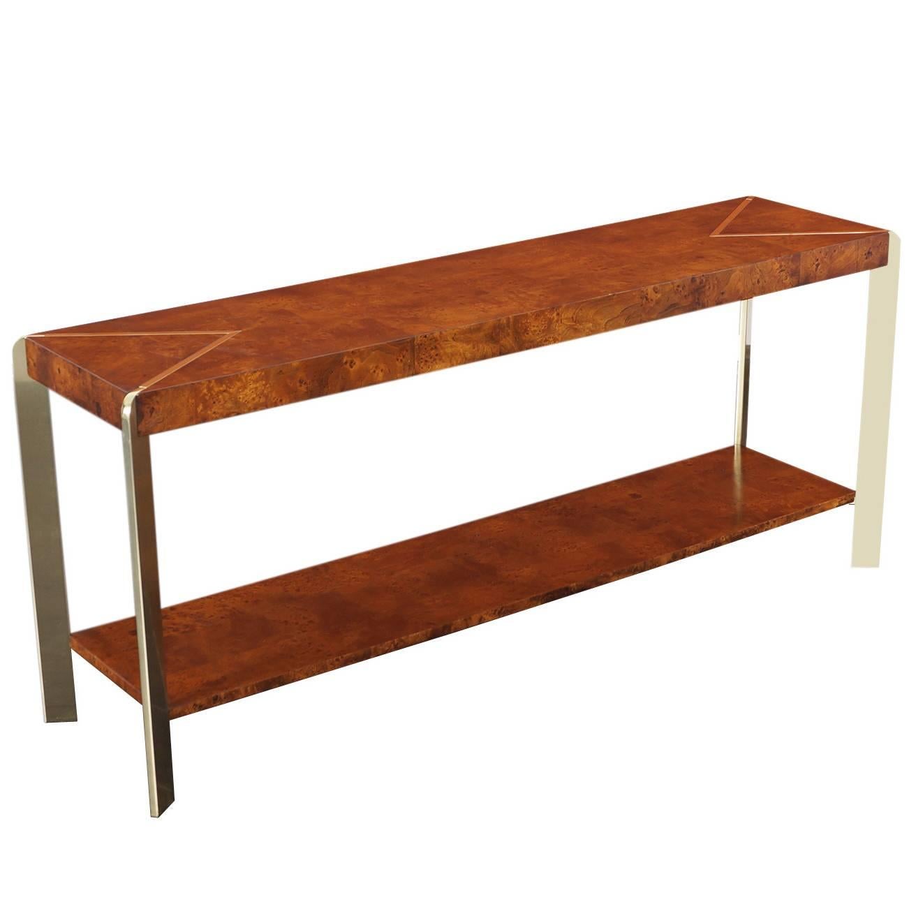 Vintage Burl Wood Console Table