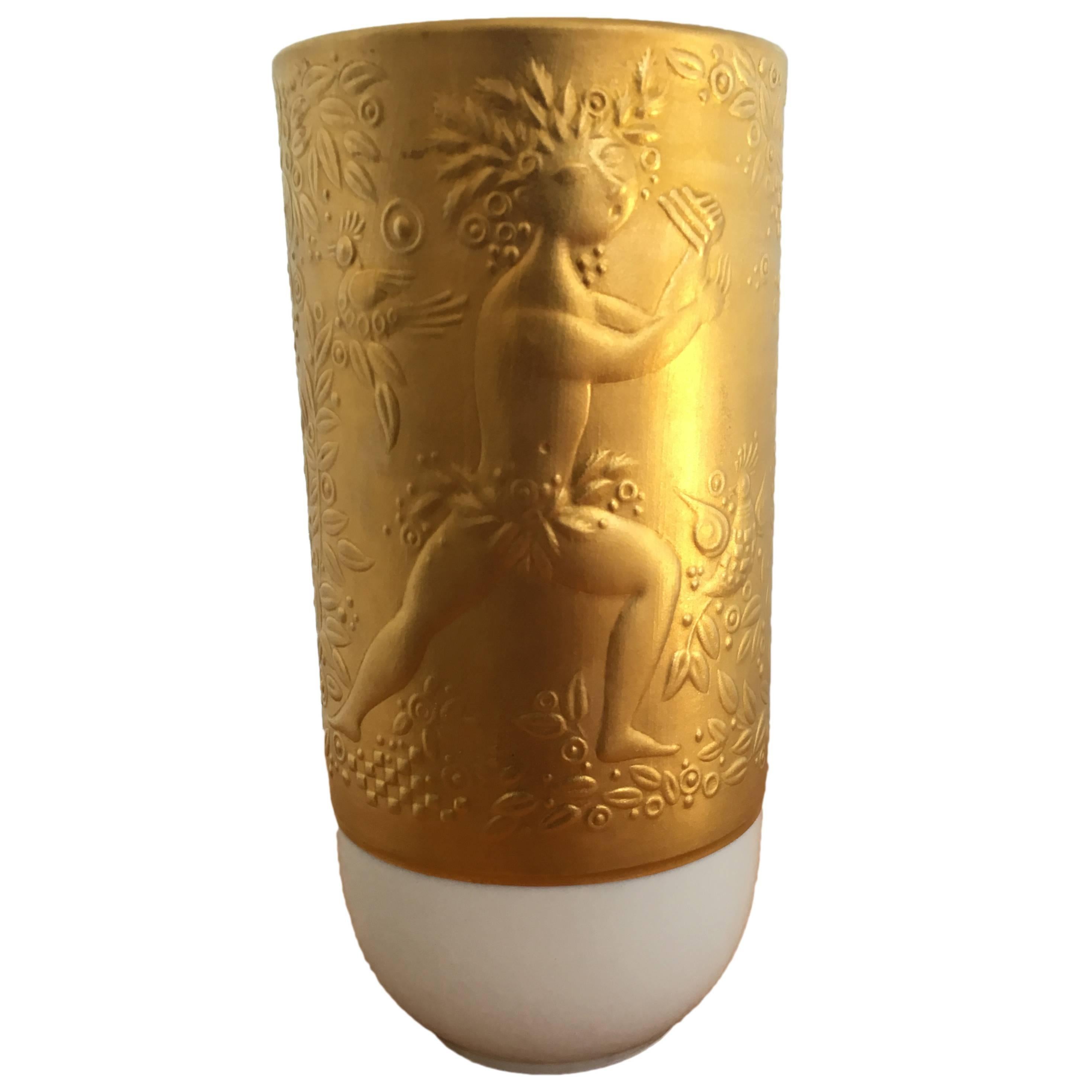 Bjorn Wiinblad for Rosenthal Porcelain and Gold Vase