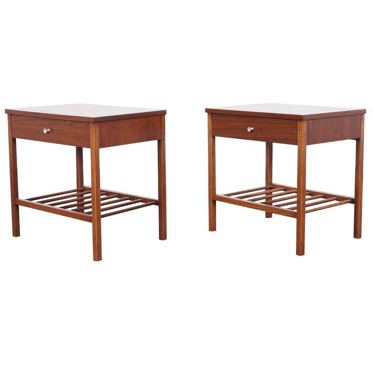 Vintage Walnut and Rosewood Nightstands by Stanley at 1stDibs