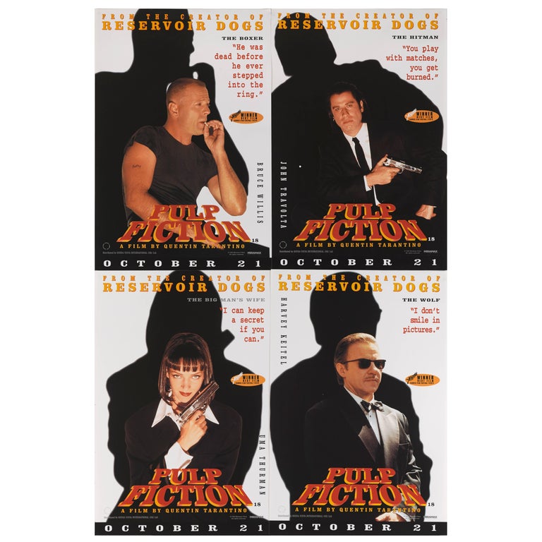 "Pulp Fiction" Original British Set of Four Advance Posters For Sale at