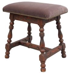 1920s Carved Bench with Turned Legs 1920s Carved Bench with Turned Legs