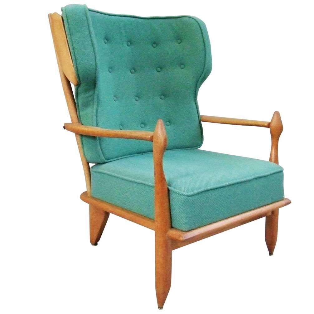 Guillerme et Chambron, Oak Bergere Chair, circa 1960, Edition Votre Maison