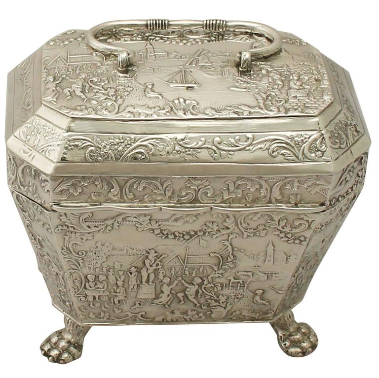 Antique Dutch Silver Tea Caddy For Sale at 1stdibs