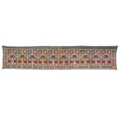 Antique 1930s Pure Silk Suzani Wall Hanging from Samarkand Uzbekistan