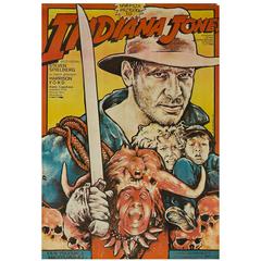 Vintage Indiana Jones Temple of Doom Original Polish Film Poster, Dybowski, 1985