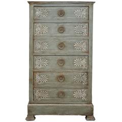 French Empire Style, Seven-Drawer Painted Oak Chest of Drawers, circa 1830