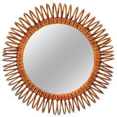 Spiral Rattan Circular Mirror in the Manner of Franco Albini 10