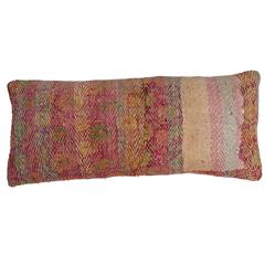 Vintage Banjara Overstitch Pillow, Kantha Stitching over Block Print