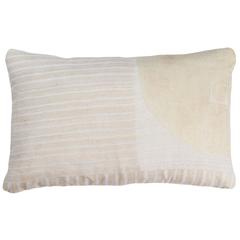 African Embroidery Pillow Ivory and Pale Yellow 11