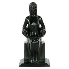 American Art Deco Bronze Seated Sculpture by Louise Allen Hobbs, circa 1914 5