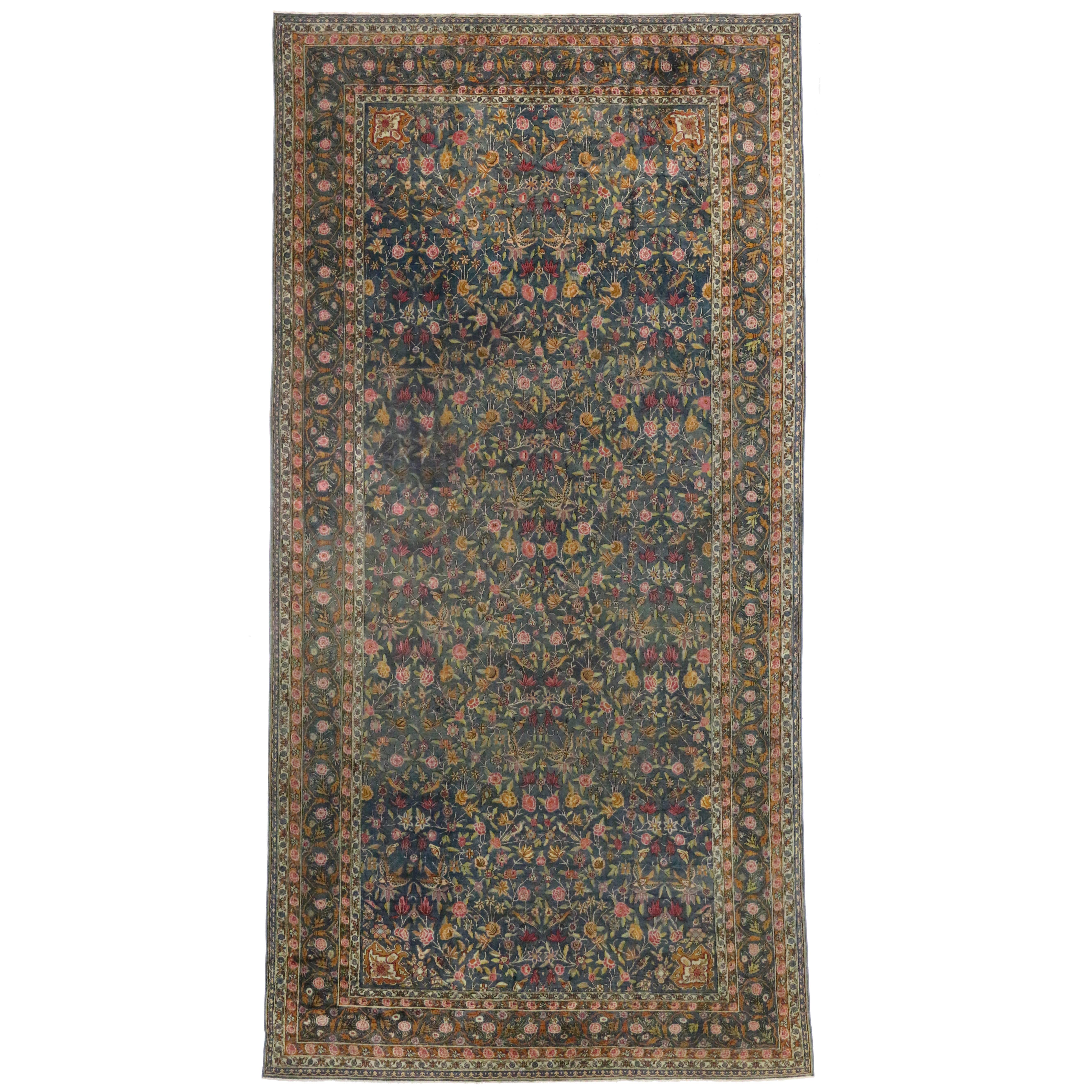 Antique Indian Agra Palace Size Rug with Rococo Regency Style For Sale