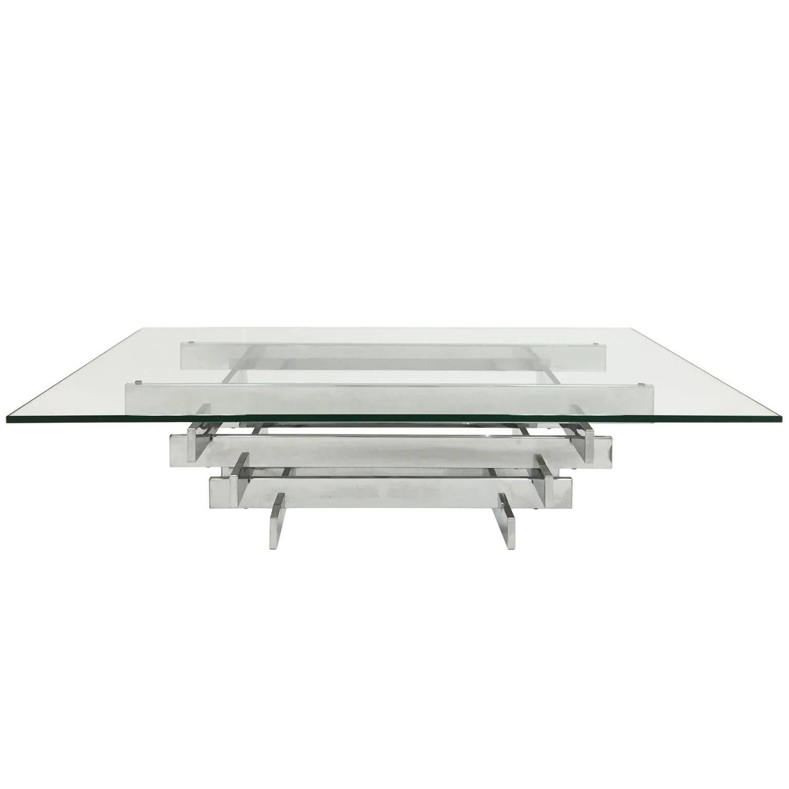 1960s Italian "Tavolo Scultura" Stacked Chrome Coffee Table by David Hicks For Sale