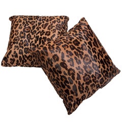 Leopard Stencil Calf Hair Pillow