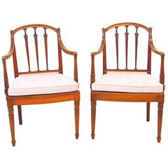 Antique Georgian Mahogany Pair of Carver Chairs