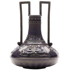 Antique Bohemian Majolica Classical Design Vase, 19th Century 2