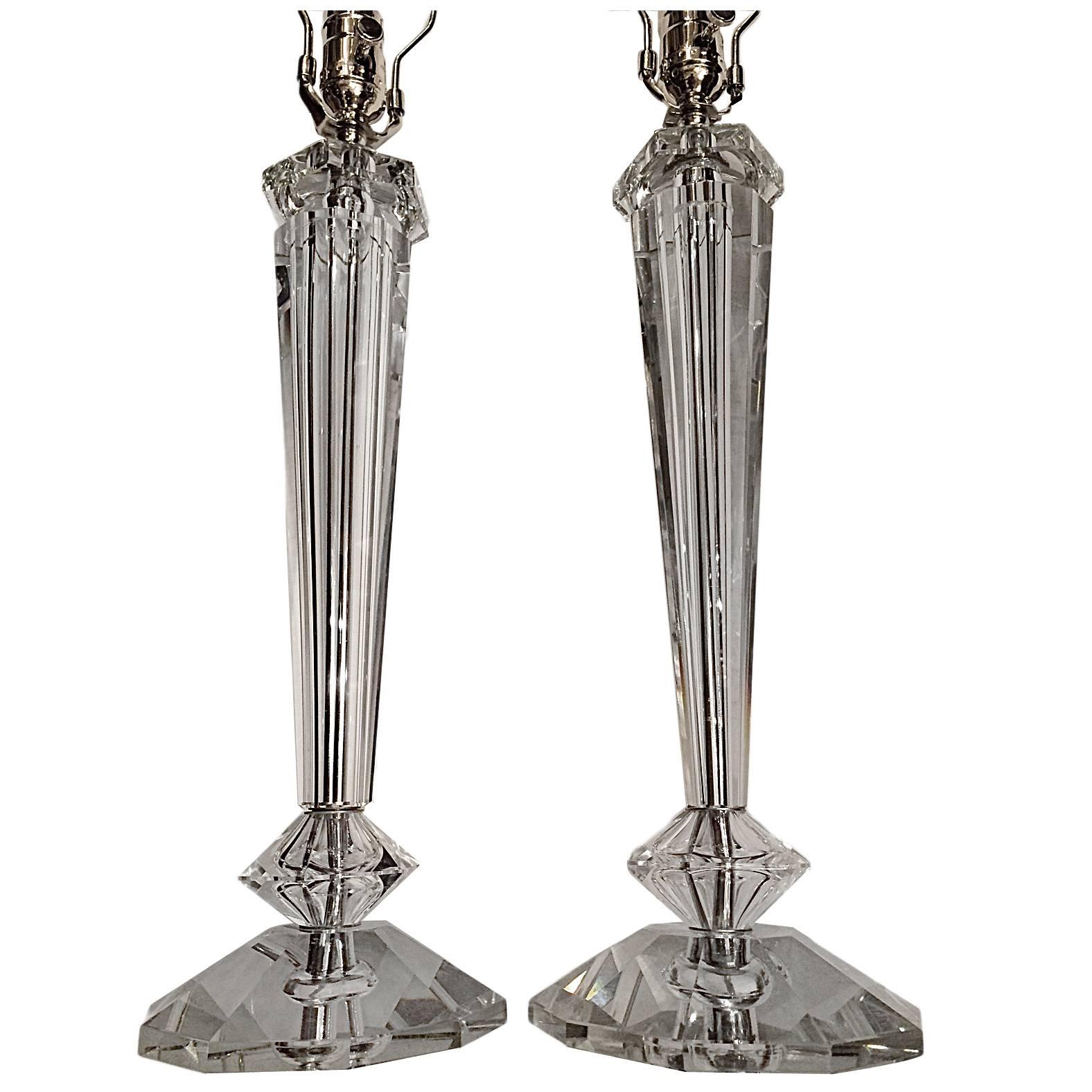Pair of Cut-Glass Table Lamps