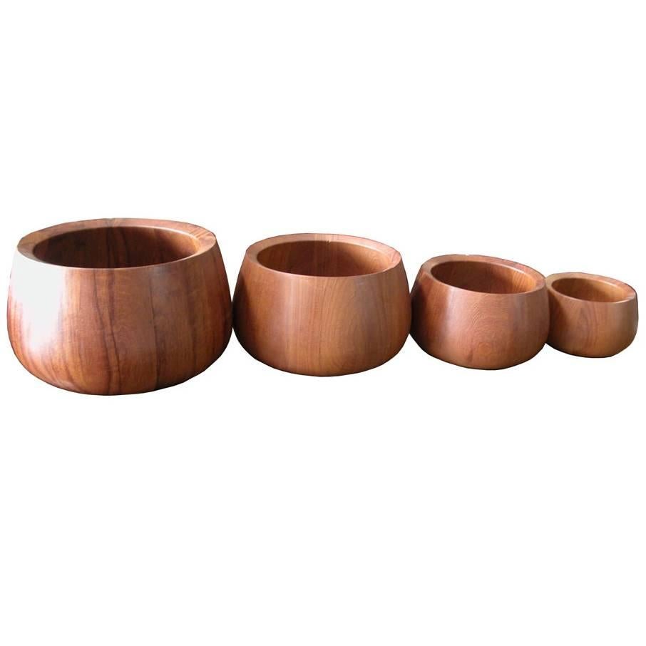 Set of Vintage Jens Qistgaard for Dansk Teak Four Salad Bowls (Mr15007)