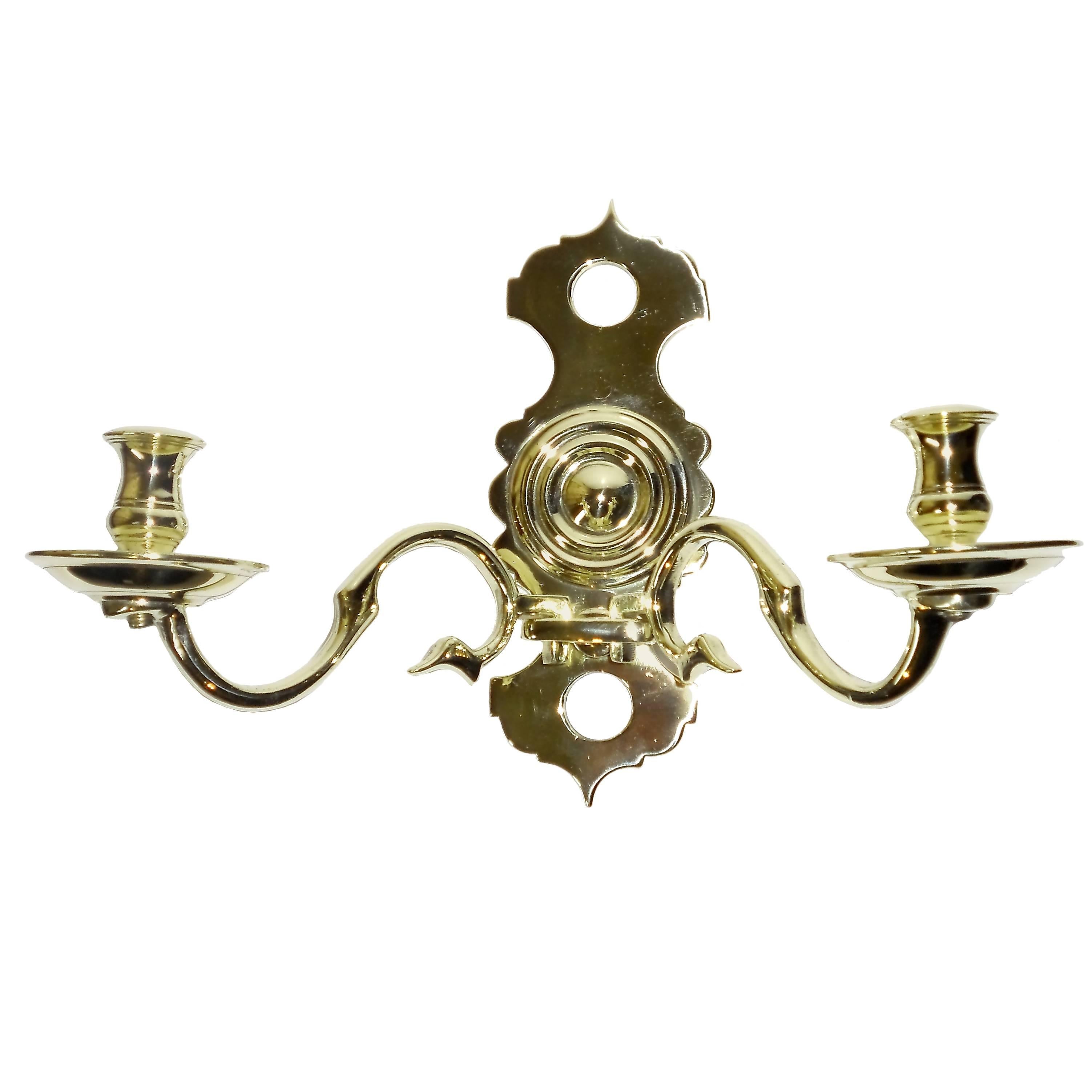Set of Four Polish/Russian Cast Brass Wall Sconces For Sale