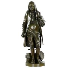 "Benjamin Franklin" Bronze Sculpture After Jean-Jules Salmson, circa 1870-1890
