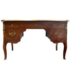  Petite Antique French Marquetry Inlay Louis XV Ormolu Writing Desk