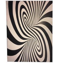 Dramatic Op Art Zebra Pattern Painting in the Manner of Victor Vasarely