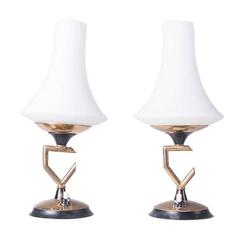 1950s Glass and Brass Table Lamp Attributed to Stilnovo 6