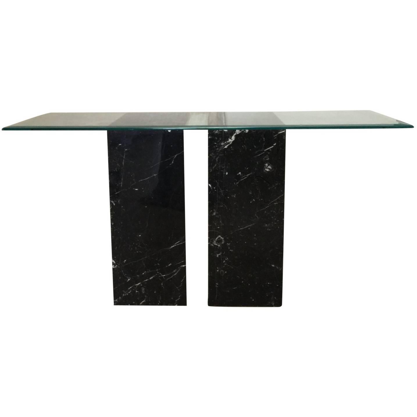 Sirmos Style Black and White Marble Console Table
