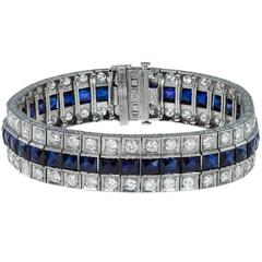 Antique 20th Century Art Deco Platinum, Sapphire & Diamond Bracelet, circa 1930 6