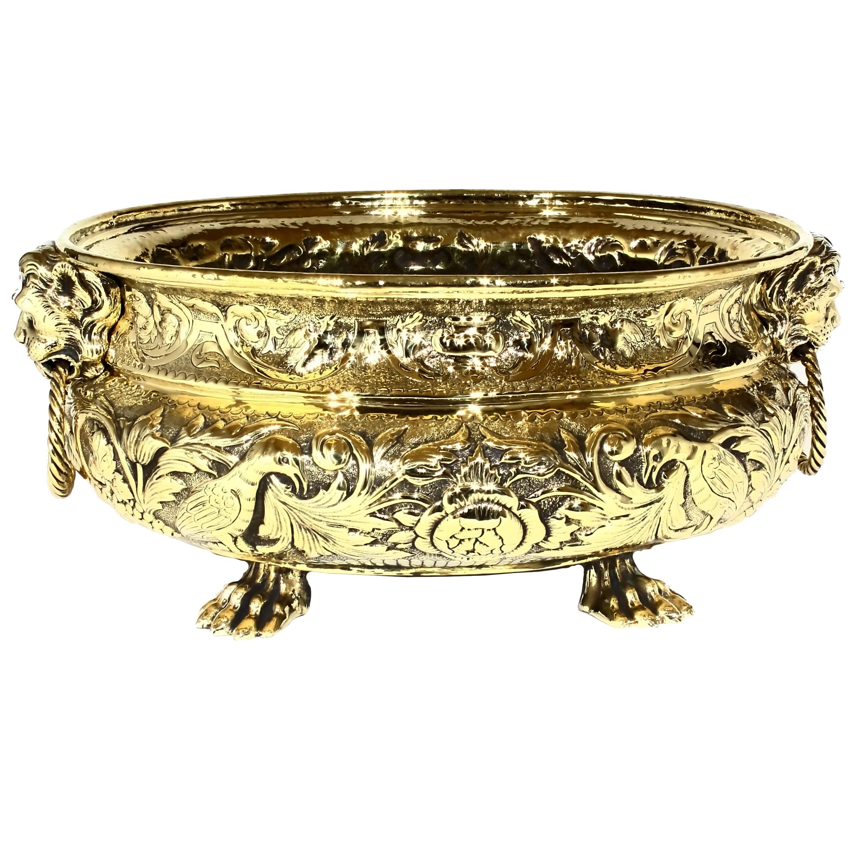 French Oval Brass Planter/Jardinaire For Sale