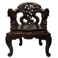 Chinese Carved Dragon Armchair
